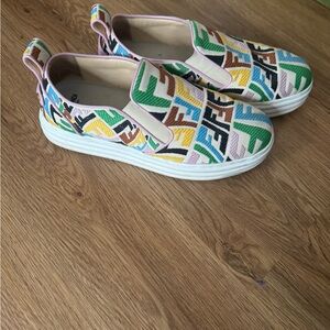 Fendi slides/sneakers, multicolor logo print